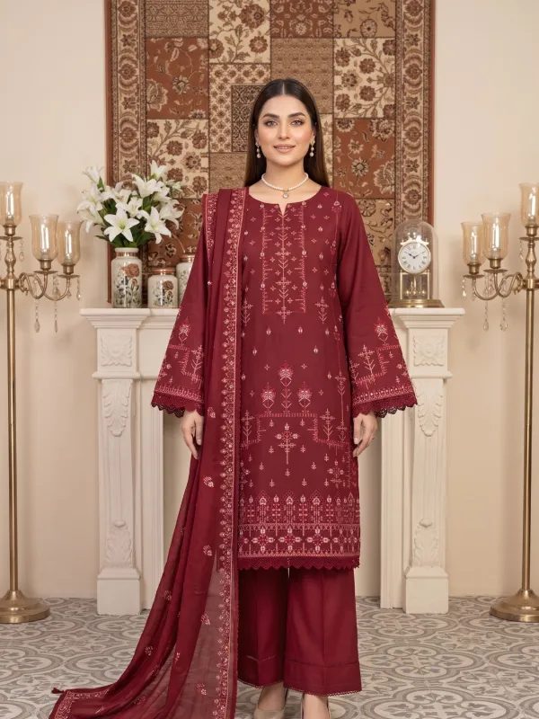 3PC Embroidery Lawn With Voil Emb Dupatta | Pret Collection | Bin Nisar Pakistani Clothing