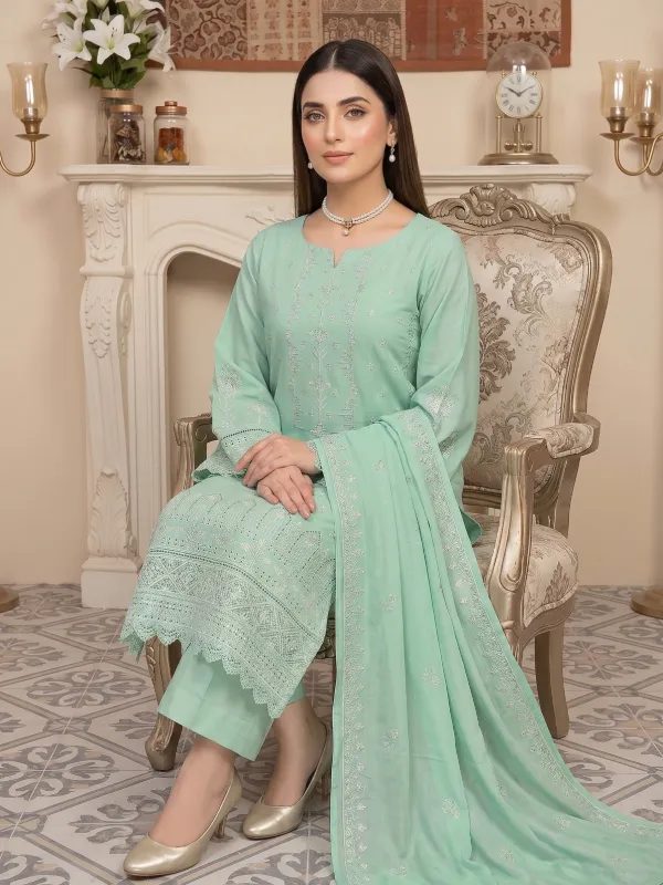 3PC Embroidery Lawn With Voil Emb Dupatta | Summer Collection | View | Bin Nisar Pakistani Clothing