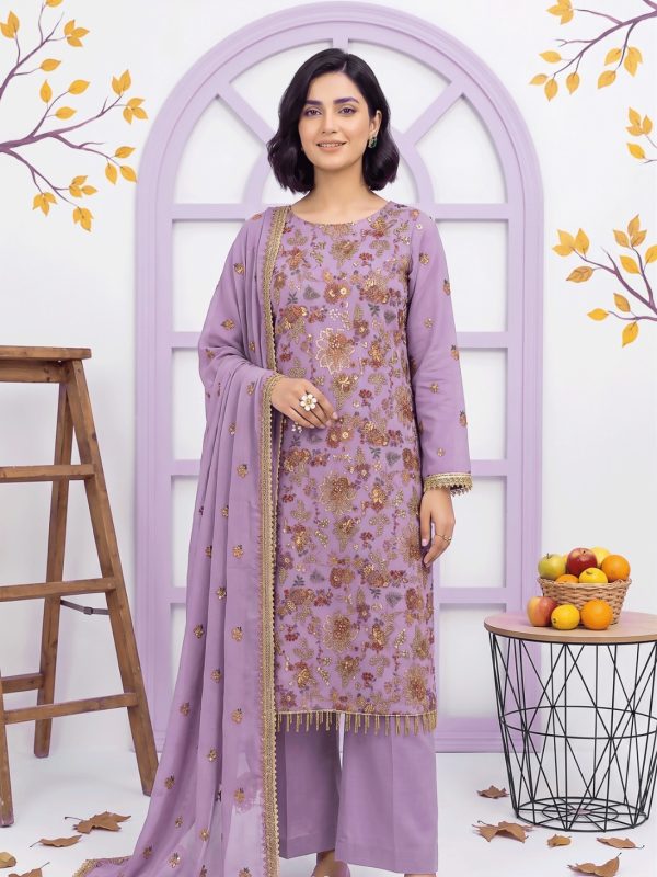 3PC Party Wear Shafoon Fully Embroidered Stitched Suit | Luxury Pret Collection | Bin Nisar Pakistani Clothing