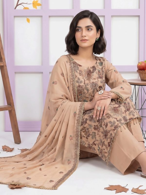3PC Party Wear Shafoon Fully Embroidered Stitched Suit | Luxury Pret Collection | View | Bin Nisar Pakistani Clothing