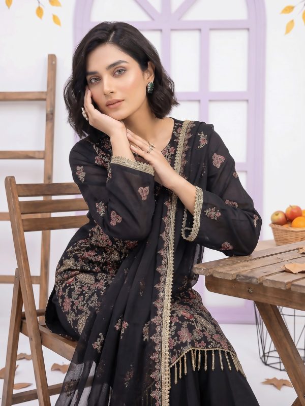3PC Party Wear Shafoon Fully Embroidered Stitched Suit | Luxury Pret Collection | View | Bin Nisar Pakistani Clothing