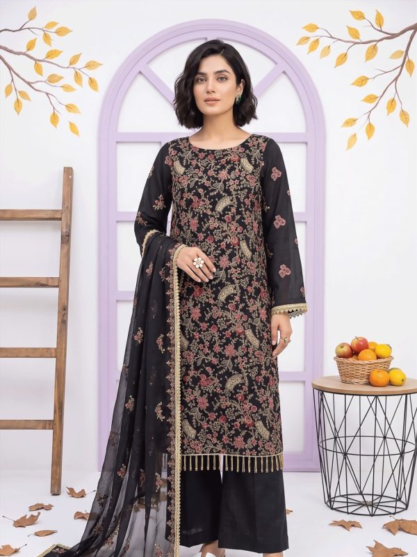3PC Party Wear Shafoon Fully Embroidered Stitched Suit | Luxury Pret Collection | Bin Nisar Pakistani Clothing
