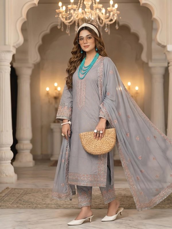 3pc Luxury Barosha Embroided Lawn | Summer Collection | Bin Nisar Pakistani Clothing