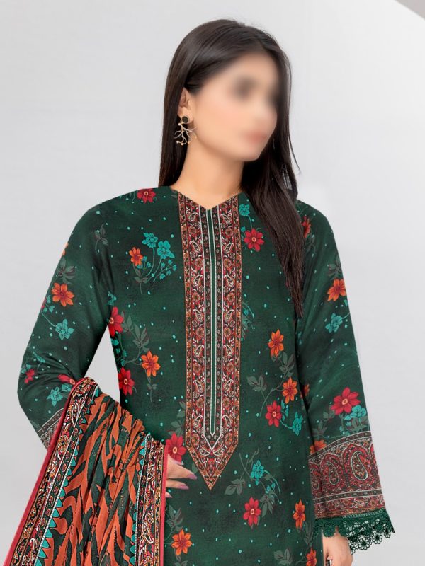 3PC Crystal Print Slub Lawn With Voil Dupatta | Summer Collection | View | Bin Nisar Pakistani Clothing
