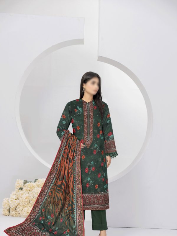 3PC Crystal Print Slub Lawn With Voil Dupatta | Summer Collection | Bin Nisar Pakistani Clothing