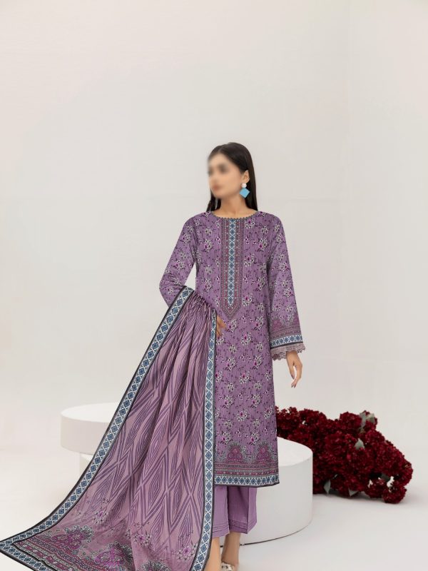 3PC Crystal Print Slub Lawn With Voil Dupatta | Summer Collection | Bin Nisar Pakistani Clothing