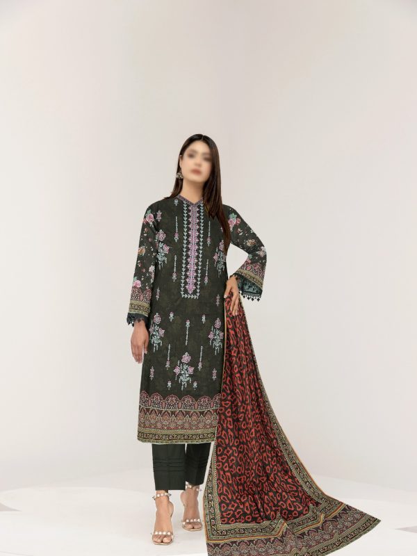 3PC Crystal Embroidered Slub Lawn With Voil Dupatta | Summer Collection | Bin Nisar Pakistani Clothing
