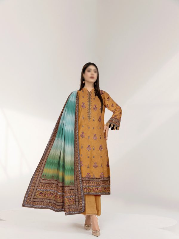 3PC Crystal Embroidered Slub Lawn With Voil Dupatta | Summer Collection | Bin Nisar Pakistani Clothing