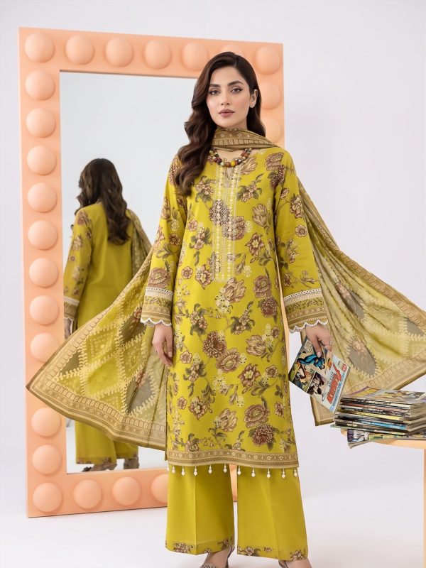 3PC Crystal Embroidered Lawn | Summer Collection | Bin Nisar Pakistani Clothing