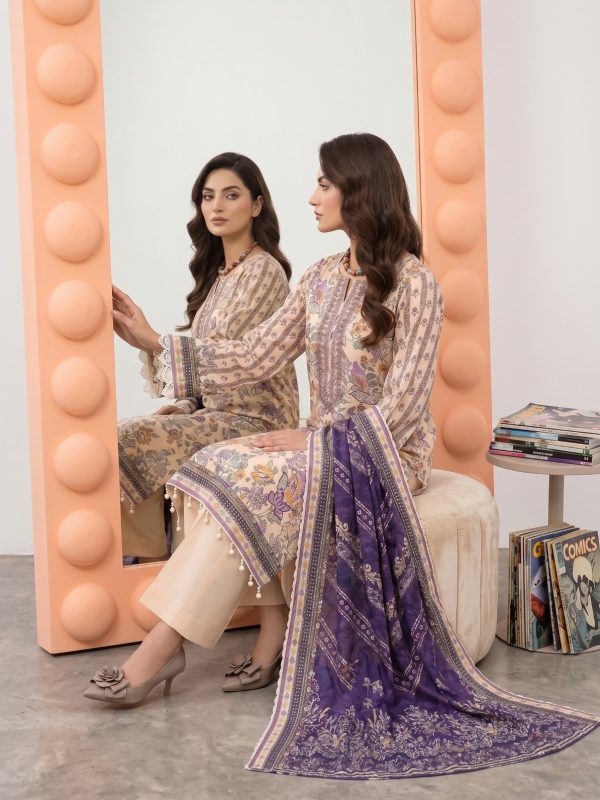 3PC Crystal Embroidered Lawn | Summer Collection | View | Bin Nisar Pakistani Clothing