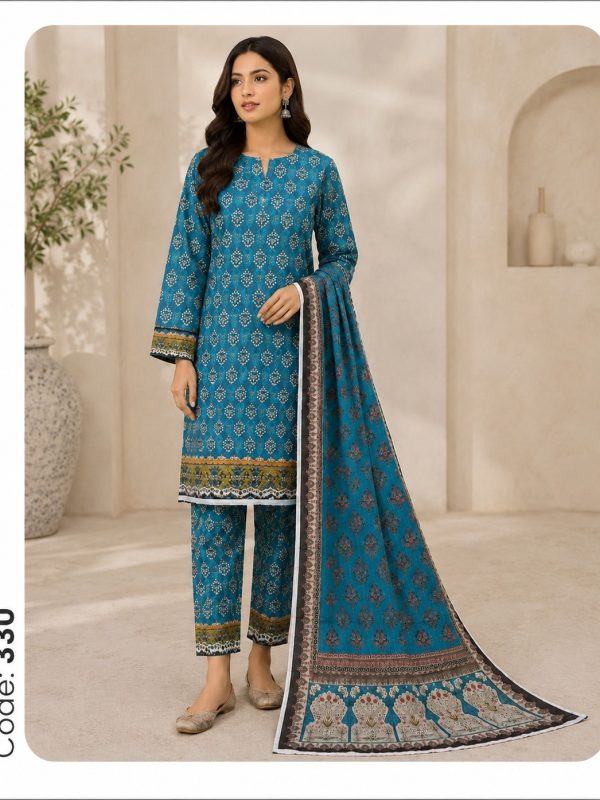 3PC Crystal Allover Printed Lawn Suit | Summer Collection | Bin Nisar Pakistani Clothing