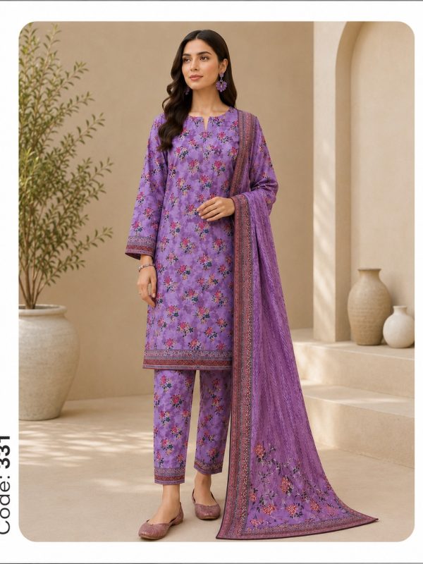 3PC Crystal Allover Printed Lawn Suit | Summer Collection | Bin Nisar Pakistani Clothing