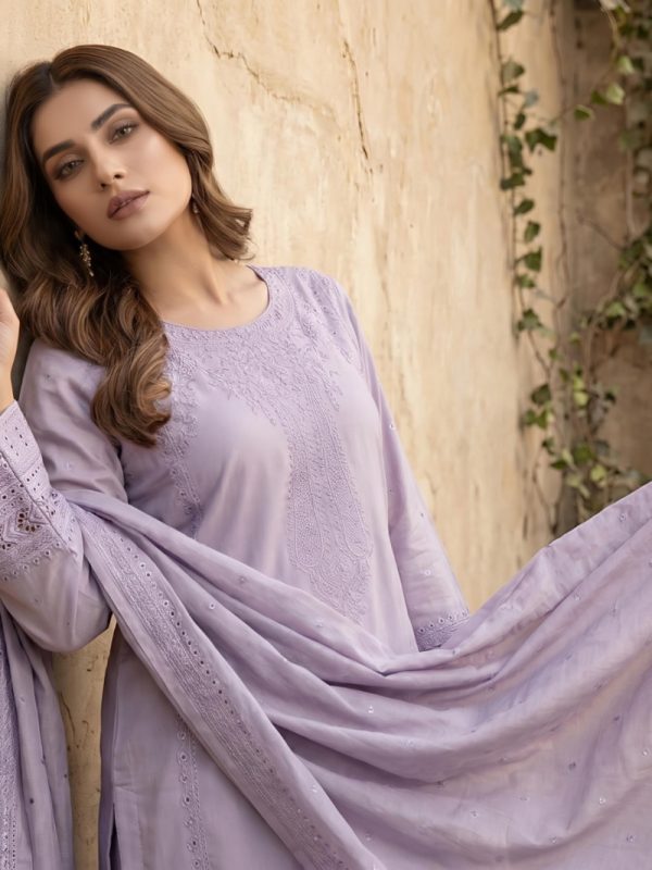3-Piece Premium Embroidered Lawn Suit with Voile Embroidered Dupatta | Summer Collection | View | Bin Nisar Pakistani Clot...