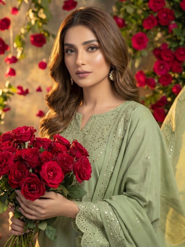 3-Piece Premium Embroidered Lawn Suit with Voile Embroidered Dupatta | Summer Collection | View | Bin Nisar Pakistani Clot...