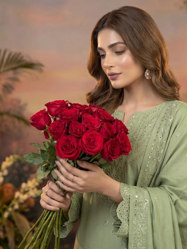 3-Piece Premium Embroidered Lawn Suit with Voile Embroidered Dupatta | Summer Collection | View | Bin Nisar Pakistani Clot...
